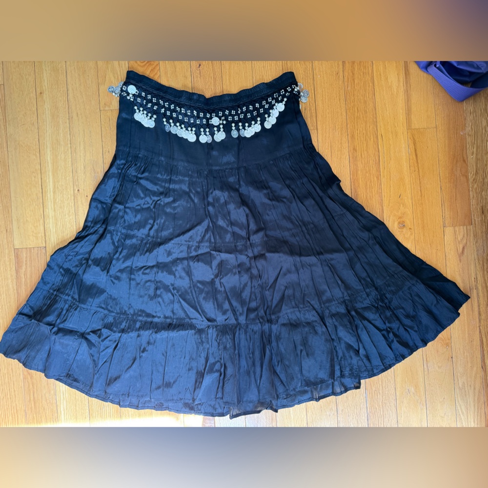 Rock & Rose Bellydancer like Black Skirt with Coin Embellishments